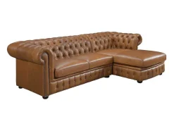LINEA SOFA Chesterfield Zitbank-Hoekbank Chesterfield Brenton 100% Buffelleer - Hoek Rechts - Vintage Caramel