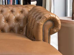 LINEA SOFA Chesterfield Zitbank-Hoekbank Chesterfield Brenton 100% Buffelleer - Hoek Rechts - Vintage Caramel