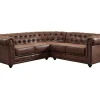 Vente-unique Hoekbank-Hoekbank Chesterfield Van Microvezel Met Verouderde Look