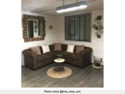 Vente-unique Hoekbank-Hoekbank Chesterfield Van Microvezel Met Verouderde Look