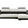 LINEA SOFA Hoekbank-Hoekbank In Zwart En Creme Stof En Leer - Hoek Rechts - Aragon