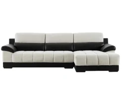 LINEA SOFA Hoekbank-Hoekbank In Zwart En Creme Stof En Leer - Hoek Rechts - Aragon