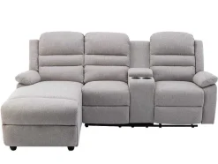 Vente-unique Relaxbanken Met Manuele Relaxfunctie-Hoekbank Links Van Beige Stof Macedonia