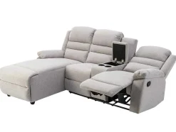 Vente-unique Relaxbanken Met Manuele Relaxfunctie-Hoekbank Links Van Beige Stof Macedonia
