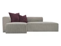 Vente-unique Designer Zitbank-Hoekbank Met Hoek Links Van Grijs Ribfluweel Janao