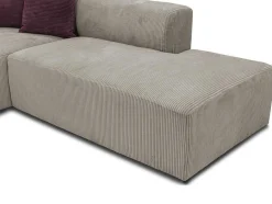 Vente-unique Designer Zitbank-Hoekbank Met Hoek Links Van Grijs Ribfluweel Janao