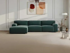 Vente-unique Hoekbank-Hoekbank Met Hoek Links Van Blauw Velours Otrano