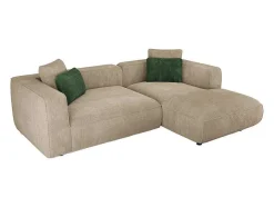 Vente-unique Fluweel / Suede-Hoekbank Met Hoek Rechts Van Beige Velours Met Textuur Talmine