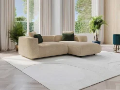 Vente-unique Fluweel / Suede-Hoekbank Met Hoek Rechts Van Beige Velours Met Textuur Talmine