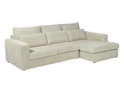 Vente-unique Speciale Modellen Zitbanken & Fauteuils-Hoekbank Mondovi Van Ribfluweel - Beige - Hoek Rechts