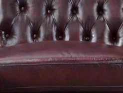 LINEA SOFA Chesterfield Zitbank-Hoekbank Van 100% Buffelleer Chesterfield Brenton - Kersenrood - Hoek Rechts