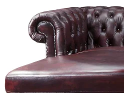 LINEA SOFA Chesterfield Zitbank-Hoekbank Van 100% Buffelleer Chesterfield Brenton - Kersenrood - Hoek Rechts