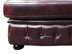 LINEA SOFA Chesterfield Zitbank-Hoekbank Van 100% Buffelleer Chesterfield Brenton - Kersenrood - Hoek Rechts