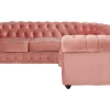 Vente-unique Chesterfield Zitbank-Hoekbank Van Fluweel Chesterfield - Pastel Roze