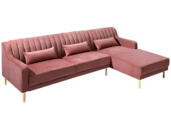 Vente-unique Fluweel / Suede-Hoekbank Van Fluweel Meyreuil - Oudroze - Hoek Rechts