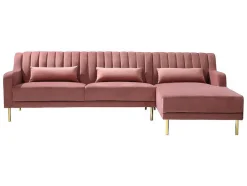 Vente-unique Fluweel / Suede-Hoekbank Van Fluweel Meyreuil - Oudroze - Hoek Rechts