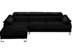 LINEA SOFA Leren Zitbank-Hoekbank Van Hoogwaardig Leer Excelsior Ii - Zwart - Hoek Links