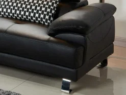 LINEA SOFA Leren Zitbank-Hoekbank Van Hoogwaardig Leer Excelsior Ii - Zwart - Hoek Links