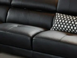 LINEA SOFA Leren Zitbank-Hoekbank Van Hoogwaardig Leer Excelsior Ii - Zwart - Hoek Links