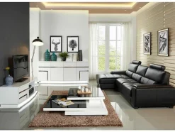 LINEA SOFA Hoekbank-Hoekbank Van Leer Metropolitan Ii - Zwart - Hoek Links