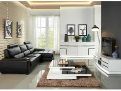 LINEA SOFA Leren Zitbank-Hoekbank Van Leer Metropolitan Ii - Zwart - Hoek Rechts