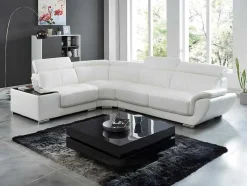 LINEA SOFA Leren Zitbank-Hoekbank Van Leer Nahia - Wit - Hoek Links