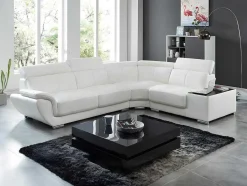 LINEA SOFA Leren Zitbank-Hoekbank Van Leer Nahia - Wit - Hoek Rechts