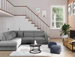 Vente-unique Charmant-Hoekbank Van Ribfluweel Mondovi - Grijs - Hoek Links