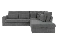 Vente-unique Charmant-Hoekbank Van Ribfluweel Mondovi - Grijs - Hoek Rechts