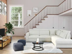 Vente-unique Charmant-Hoekbank Van Ribfluweel Mondovi - Beige - Hoek Rechts