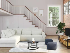 Vente-unique Charmant-Hoekbank Van Ribfluweel Mondovi - Beige - Hoek Links