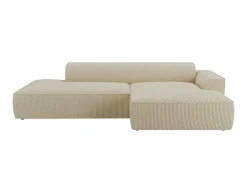 Vente-unique Fluweel / Suede-Hoekbank Van Ribfluweel Rechtse Hoek Cremekleur Nepiri