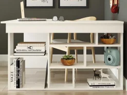 Vente-unique Bureaumeubel-Hoekbureau Met Opbergruimte - Kleur: Wit - Lileul