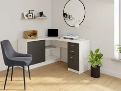 Vente-unique Bureaumeubel-Hoekbureau Norwy - 2 Deuren & 2 Laden - Mdf Blad Met Granieteffect