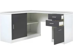 Vente-unique Bureaumeubel-Hoekbureau Norwy - 2 Deuren & 2 Laden - Mdf Blad Met Granieteffect
