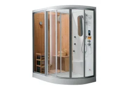 Shower & Design Douchecabine-Hoekdouchecabine Balneo-Hamam-Sauna Haumea - L157Xd110Xh215Cm Linkerhoek
