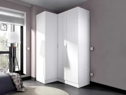 Vente-unique Kledingkast-Hoekkast Met 3 Deuren - L132 Cm - Wit - Listowel