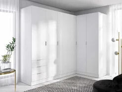 Vente-unique Kledingkast-Hoekkast Met 6 Deuren En 3 Lades - L213 Cm - Wit - Listowel