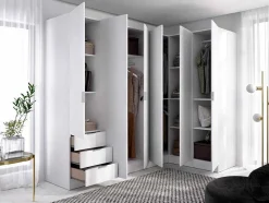 Vente-unique Kledingkast-Hoekkast Met 6 Deuren En 3 Lades - L213 Cm - Wit - Listowel