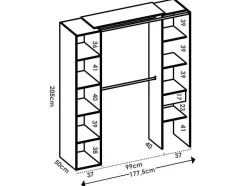 Vente-unique Aanbiedingen: Slaapkamer & Kantoor-Hoekkledingkast Met Gordijn En 1 Deur - Met Spiegel - L231 Cm - Wit En Grijs - Bertrand