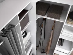 Vente-unique Aanbiedingen: Slaapkamer & Kantoor-Hoekkledingkast Met Gordijn En 1 Deur - Met Spiegel - L231 Cm - Wit En Grijs - Bertrand