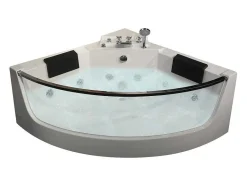 Shower & Design Massagebad-Hoekmassagebad Met Glazen Wand - 2 Personen - 330 L - 138X 138X 63 Cm - Evelina