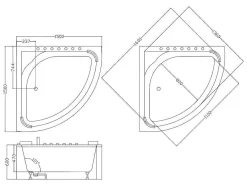 Shower & Design Massagebad-Hoekmassagebad Met Watervalsysteem Aglena - 2 Personen - 350 L - 150 X 150 X 60 Cm