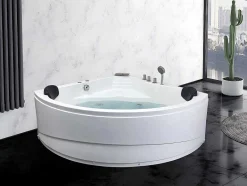 Shower & Design Massagebad-Hoekmassagebad Met Watervalsysteem Aglena - 2 Personen - 350 L - 150 X 150 X 60 Cm