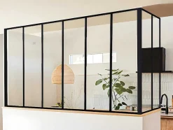 Vente-unique Glazen Binnenraam-Hoekraam Werkplaats Van Gepoedercoat Aluminium - L180 X B60 X H130 Cm - Zwart - Bayview