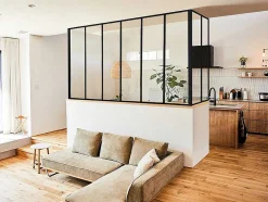 Vente-unique Glazen Binnenraam-Hoekraam Werkplaats Van Gepoedercoat Aluminium - L180 X B60 X H130 Cm - Zwart - Bayview