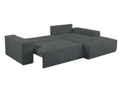 Vente-unique Fluweel / Suede-Hoekslaapbank Amelia Van Pascal Morabito - Ribfluweel - Antracietgrijs - Hoek Rechts