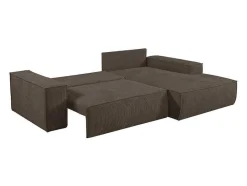Vente-unique Hoekbank-Hoekslaapbank Amelia Van Pascal Morabito - Ribfluweel - Bruin - Hoek Rechts