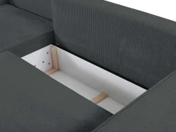 Vente-unique Aanbiedingen: Zitbank & Fauteuil-Hoekslaapbank Amelia Van Pascal Morabito - Ribfluweel - Antracietgrijs - Hoek Links