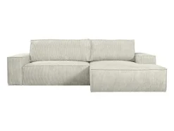 Vente-unique Aanbiedingen: Zitbank & Fauteuil-Hoekslaapbank Amelia Van Pascal Morabito - Ribfluweel - Beige - Hoek Rechts